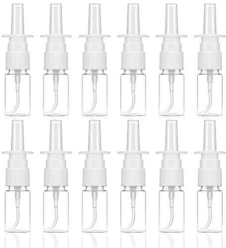 laeeyin 12 stycken nässprayflaska tom 10 ml påfyllningsbar sprejflaska plast nässpray fin sprayflaska för makeup vatten parfym eteriska oljor
