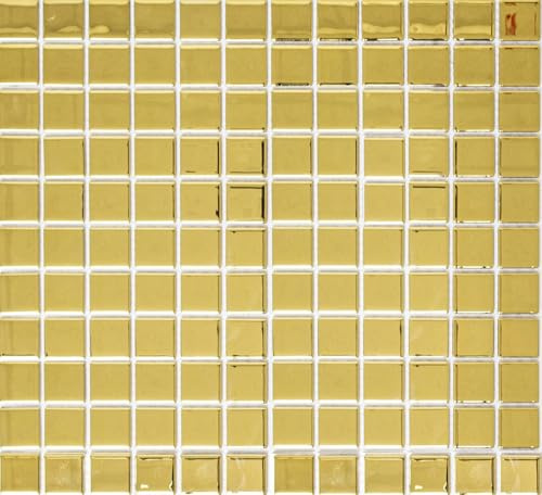 Mosaik kakel glasmosaik guld glänsande väggkakel kökskakel kakelspegel mosaiksten format: 25 x 25 x 4 mm, bågstorlek: 327 x 302 mm, 10 mattor