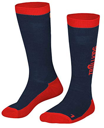 Trollkids Kids Ski Socks 26, mystic blue/red