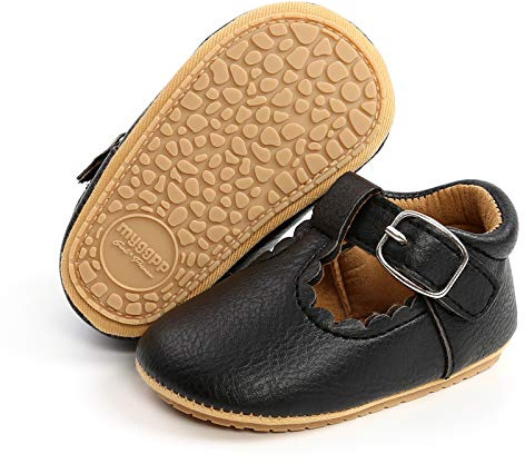 RVROVIC Baby Girl Moccasins Princess Sparkly Mary Jane Flat Dresses Shoes Premium Lightweight Soft Sole Crib Shoes Toddler Shoes(12-18 Months Toddler,A1-Black)