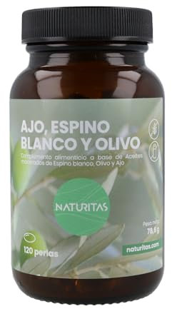 Ajo, Espino Blanco, Olivo 120 Cápsulas Naturitas Essentials | Mejora la circulación | Complemento alimenticio | Sin gluten y sin lactosa
