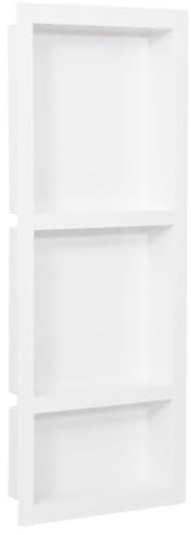 vidaXL Niche de Douche avec 3 Compartiments Étagère de Salle de Bain Niche à Shampoing Étagère à Savon Meuble Blanc Brillant 41x99x9 cm