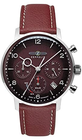 Zeppelin Herrenuhr mit veganem Lederband Serie LZ 129 Hindenburg Solar Chronograph Datum 8086-2_n