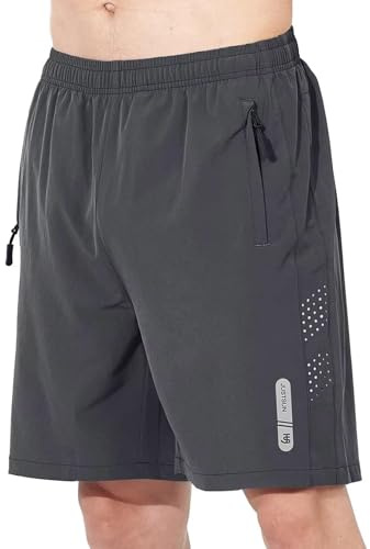 JustSun Pantalones Cortos Hombre Deporte Secado Rápido Verano Running con Bolsillos con Cremallera Transpirable Ligero