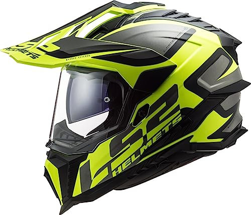 LS2 Helm Explorer Alter MX701 matt schwarz / gelb Größe XXL | Licht getint vizier | Crosshelme | Ratsche | Kunststoff | geeignet für Moped, Motorrad, Mofa, Schaltmoped, Roller