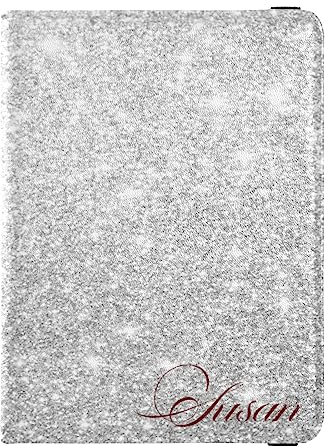 Personalizzato Lucido Porta Passaporto Copertura Portafoglio Combo Nome Personalizzato PU Pelle Passaporto Vaccino Card Protector per Donne Uomini Regalo di Viaggio, Natale argento scintillante,