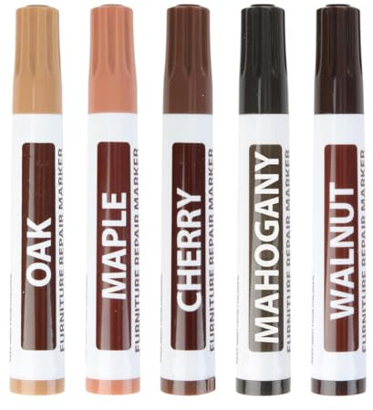 PLKSEI 5 Stück Möbelreparatur Holzmarker Reparatursätze für Möbel kratzen Reparatur von Möbeln Holzmarker Wachsstifte, für Flecken Kratzer Holzböden Tische Schreibtische, Schreiner Bettpfosten