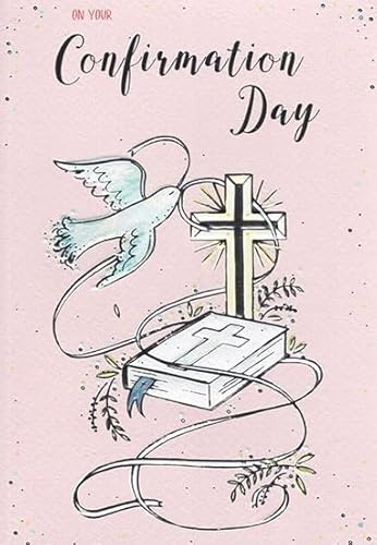 Confirmation Congratulations Card for Her/Girls - Dove and Bible - Special Finishes and Illustrated Insert Leaf - Made in the UK