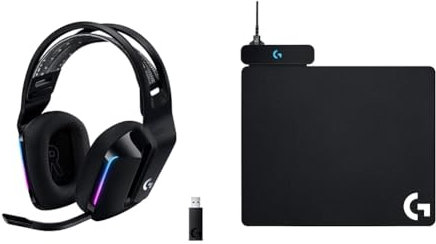 Logitech G733 LIGHTSPEED Wireless Gaming Headset with suspension headband, LIGHTSYNC RGB & POWERPLAY Wireless Charging Mouse Pad, Cloth and Hard Gaming Mouse Pad Included