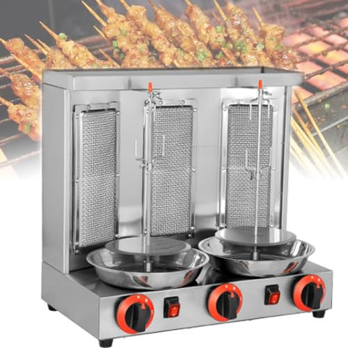 ZXSYYDS Parrilla De Horno Asador Vertical a Gas,Máquina para Hornear Asador Giratorio, Horno Asador Giratorio De 360 °, Adecuado para Reuniones Familiares Y Reuniones De Amigos,Silver-B