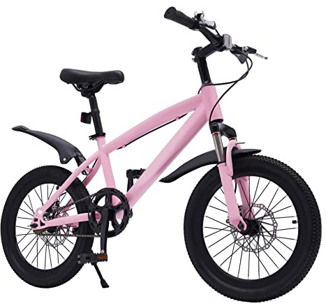 MIIWWOWO Bicicletta per bambini da 18 pollici, bicicletta per bambini, mountain bike, altezza regolabile, bicicletta da 18 pollici, bicicletta per bambini, leggera (rosa)