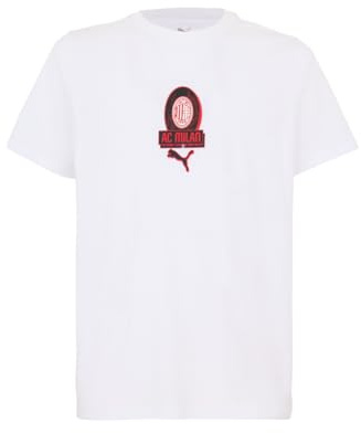 A.C. Milan - T-Shirt FtblCulture, Maglietta con Logo Puma, Prodotto Ufficiale, Adulto, Bianco, S