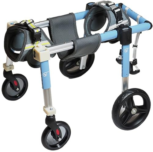 Carrello per la mobilità con sedia a rotelle per cani a 4 ruote, sedia a rotelle regolabile per cani, sedia a rotelle con supporto per le gambe per cani di piccola, media e grande taglia, ausili per l