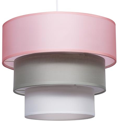 Giggi 3-Tier Fabric Lamp Shade, 30cm Easy-Fit Ceiling Light Shade, Non-Electrical Pendant Lampshades for Ceiling Lights, Lamp Shades for Table Lamps, Floor Lamps, Living Room, Bedroom (Pink Elegance)