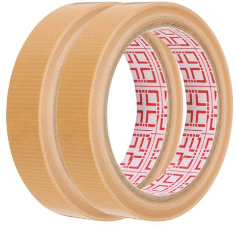 sourcing map Lot de 2 rouleaux de ruban adhésif en tissu résistant à la chaleur pour moquette et moquette Marron 20 mm x 20 m 0,2 mm d'épaisseur