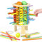 Vicloon Juego de Tablero Montessori, Juego de Torre de Madera con 30 Palitos Coloridos y Dados, Juego de Habilidades Motoras Finas, Juguetes Educativos Matematicas para Niños 3 4 5 6 Años