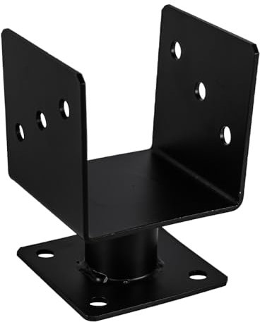 Heavy Duty Black Powder Coated Elevated Bolt Down Pergola Post Support - Premium Post Shoe - Ground Anchor (150mm - 6x6)
