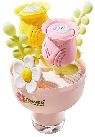 Juguete de soplado de burbujas - máquina de diseño floral, diversión al aire libre ligera | Generador de burbujas alimentadas con batería con efectos de colores, equipo de juego entretenido para c