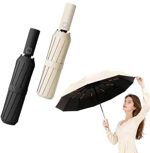 OHAANYY Parapluie résistant aux tempêtes, grand parapluie de poche pour homme et femme, parapluie inversé 24 baleines, ouverture et fermeture automatiques, compact, diamètre 120 cm