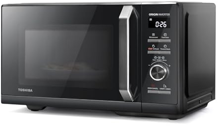 Toshiba 25L 3-in-1 900W Digital Microwave Oven With Grill, Origin Inverter, Chef Defrost, Microwave, Combi, 10 Power Levels, 7 Auto Menus, Easy Clean, Perfect for 10'' Pizza, Black, MW3-AG25PFI(BK)