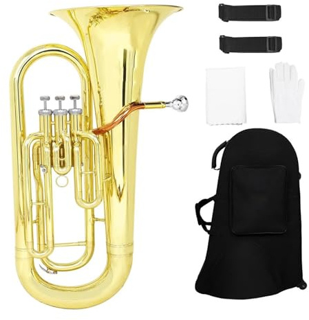 Euphonium Musikinstrumente Bb Flaches Euphonium Messingrohrkörper 3 Tasten Baritonhorn Bass Musikinstrument Inklusive Zubehör