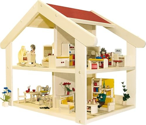 Rülke Holzspielzeug 23181 Puppenhaus, holzfarben, rot