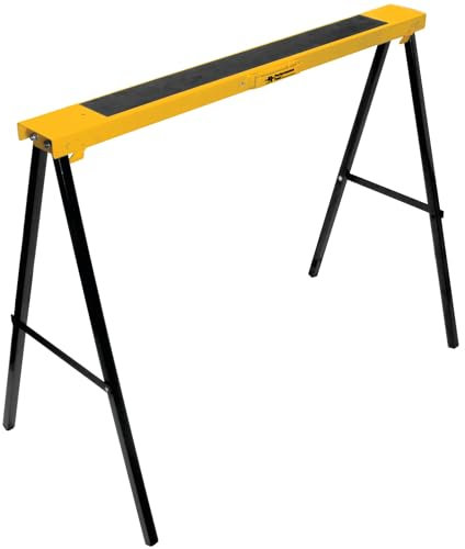Performance Tool W54035 Folding Metal Sawhorse (250 lb capacity), Black