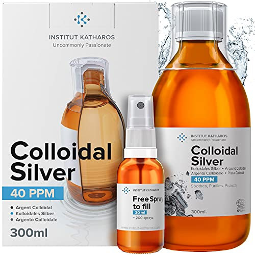Plata coloidal de la más alta pureza 300 ml ● 40 ppm ● Spray libre para llenar ● Concentración superior, partículas más pequeñas, mejores resultados ● Certificado por 3 laboratorios independientes ●