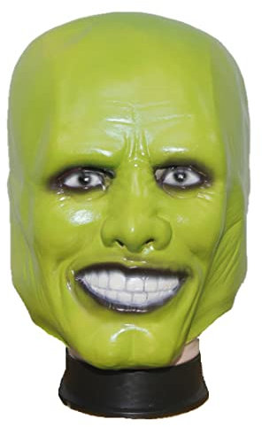 MJPARTY 'The Mask' Style Green Deluxe Latex Mask Full Head Jim Carrey Fancy Dress Accessory