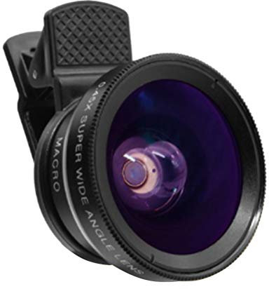 Mobile Phone Camera Lens Set, 2-in-1 External Lens, 0.45x Distortion- Super Wide-angle, 12.5x macro Portable Professional Mobile Phone Lens Compatible with iPhone, (Black)