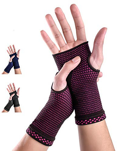 ABYON Handgelenkbandage Kompressive Handgelenk Bandagen 2 Stück für Links und Rechtshänder Arthritis, Sehnenentzündung, Verstauchung, Sportschutz für Männer Frauen (Rosa, S)