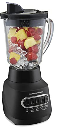 Hamilton Beach Wave Action Blender for Smoothies, Stainless Steel Ice Sabre Blades, 40oz Glass Jar, 800 Watts, Quiet Design, Black (58175)