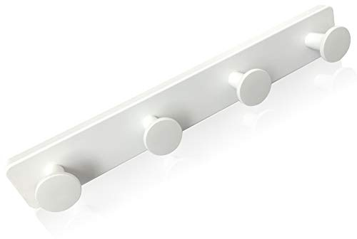 Kukicu Appendiabiti da Parete Moderni - Attaccapanni da Muro Bianco 4 ganci - Appendiabiti da Muro per Ingresso Bagno Camera Bambini (1 unità)