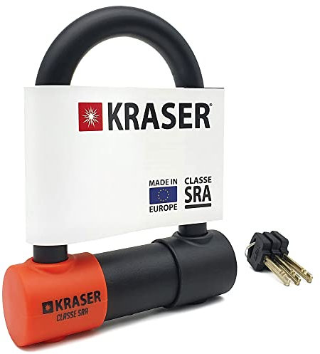 KRASER KR85S Anti-Diebstahl Motorrad Fahrradschloss Bügelschloss Vorhängeschloss U Homologiert SRA-Schloss Sicherheit Solides Schloss 85x125 Ø18 Diebstahlsicherung Motorräder Motorroller Fahrrad