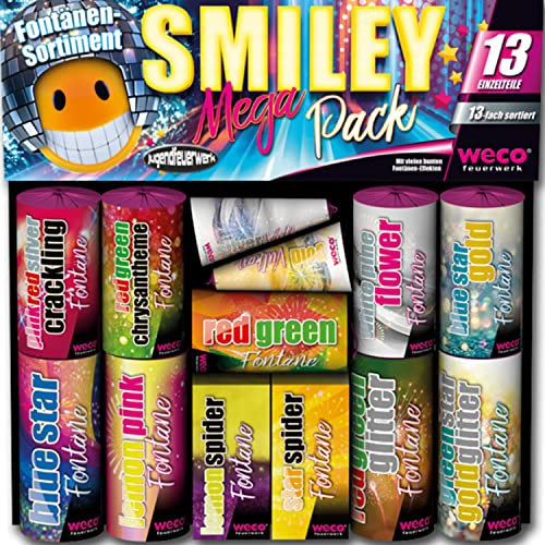Krause & Sohn Smiley Mega Pack Kinderfeuerwerk mit 13 Einzelteilen Bodenfontänen