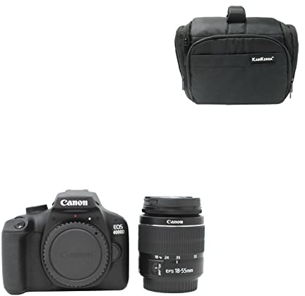 KamKorda Camera Bag + 4000D DSLR Camera + 18-55 III Lens Black, 18MP APS-C Sensor, Full HD Video Recording + 2 Year Warranty