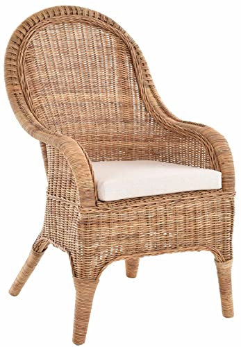korb.outlet Bequemer Rattansessel mit hoher Rückenlehne Rattan Rattanstuhl Lounge mit Breiten Armlehnen (mit Polster, Natur)