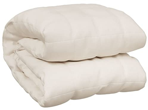 vidaXL Manta con Peso Tela Color Crema Claro 200x220 cm 9 kg, Manta, Manta de edredón, Manta calmante, Ropa de Cama, Manta con Peso para la ansiedad