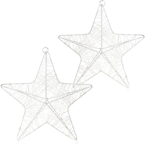 com-four® 2X Deko Stern Weihnachten - Weihnachtsdekoration Stern zum Aufhängen - Weihnachtsstern aus Metall mit Pailletten - Deko Hänger