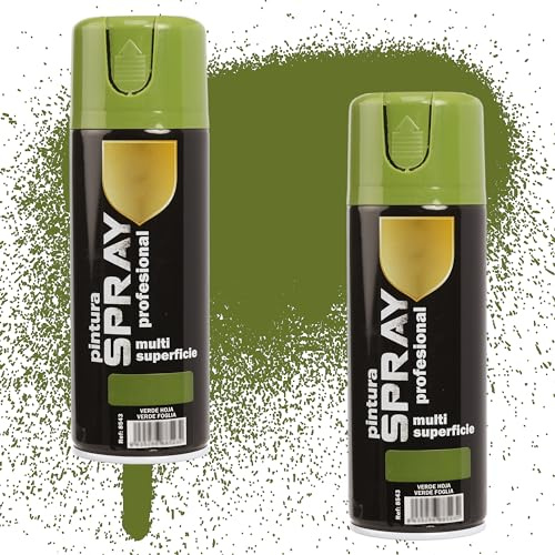 Etrexonline Pintura Spray Multicolor Profesional | 400ml | Adecuado para Metal, Madera & Plástico | Color Verde Hoja | Secado Rápido | Paquete de 2