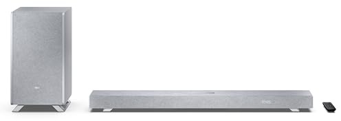 SHARP HT-SBW53121(SL) 3.1.2 Dolby Atmos Soundbar mit kabellosem Subwoofer, 550W, Bluetooth, HDMI eARC, Dolby Audio – abgestimmt von Devialet – in Silber