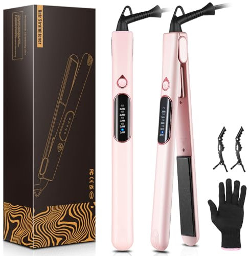 Glätteisen Locken und Glätten 2 in 1, Reise Haarglätter Keramik Wellen Klein Locken, Hair Straightener für Alle Haartypen Kurze Haare Pony, 25mm Platten Haarstyling Geräte