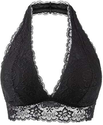 Cotorance Womens Lace Bra No Underwire No Pads V Neck Halterneck Comfortable Bralettes