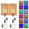 YNDD 2 Stück Wandleuchte Innen Rattan, Boho Hanfseil mit Fernbedienung Dimmbar RGB Wandlampe mit Schalter & Stecker, Rustikal Vintage E27 Wandlicht mit Kabel für Schlafzimmer Treppenhaus Korridor