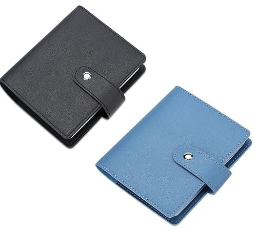 Sipiris 2 Stück Visitenkartenmappe Visitenkarten Aufbewahrung Visitenkartenringbuch zum Speichern von Visitenkarten ID-Karten oder Anderen Karten（Schwarz&Blau）