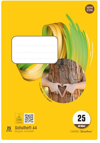 Staufen Style skolhäfte – 5 häften vardera, 32 ark, DIN A4, linjerat 25 (9 mm linjerat med kant), 80 g/m² papper