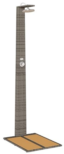 vidaXL Doccia da Giardino Grigio 60x80x214 cm Rattan Poliestere