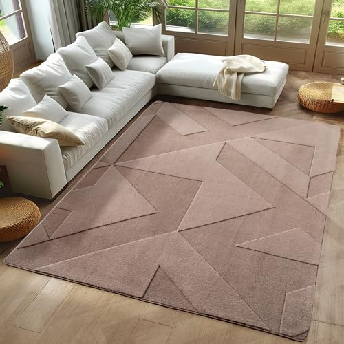 Carpetsale24 Boho Teppich 120 x 170 cm Beige, Weicher Geometrischem Kurzflor mit 3D-Effekt, Waschbar & Pflegeleicht, Deko Teppich für Wohnzimmer, Schlafzimmer oder Jugendzimmer