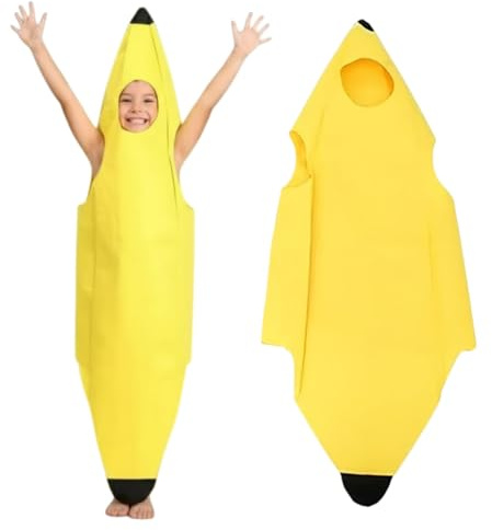 EYWILYWI Children’s Banana Costume,Hilarious Yellow Banana Jumpsuit, Lightweight Comfortable Unisex Outfit for Halloween, Carnivals,Christmas,Perfect for Fun Themed Cosplay. (Yellow)
