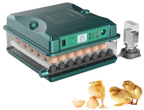 Incubadora totalmente automática, incubadora de pollos 24-36 huevos con 5 modelos de incubación, función de volteo automático, adición automática de agua, control de temperatura, 2 diseños de fuente